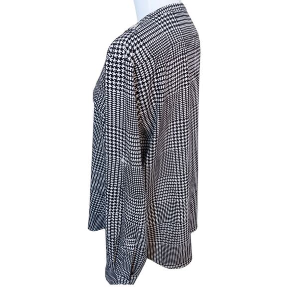 CALVIN KLEIN Classic Houndstooth Blouse Top Large Career Dressy Office V-Neck - Picture 3 of 8